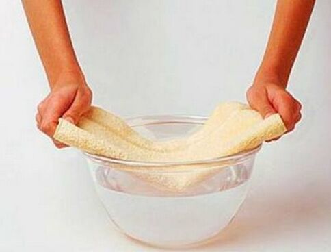 Cloth is moistened in warm water